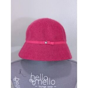 Vintage GAP Pink Rabbits Hair Bucket Hat With Ribbon Women